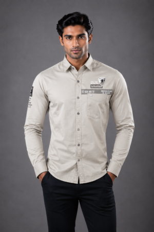 Men's Premium Light Grey Solid Casual Shirt | Full Sleeves | Regular Fit | Soft Cotton Blend 5550-404-L.PST-PL
