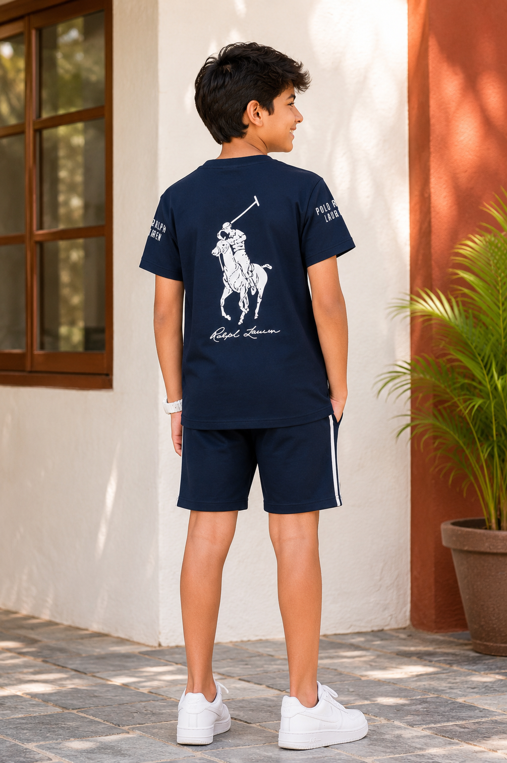 Boys Navy Blue Graphic T-Shirt & Shorts Co-Ord Set | Half Sleeve Casual Summer Wear 13267PT-268-NBLU - Image 2