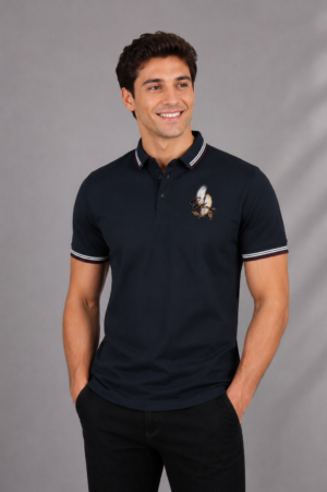 Men's Navy Blue Polo T-Shirt with Embroidered Chest Logo | Premium Cotton Short Sleeve Polo  Short Marketplace Title: 33901-268-AR FRC
