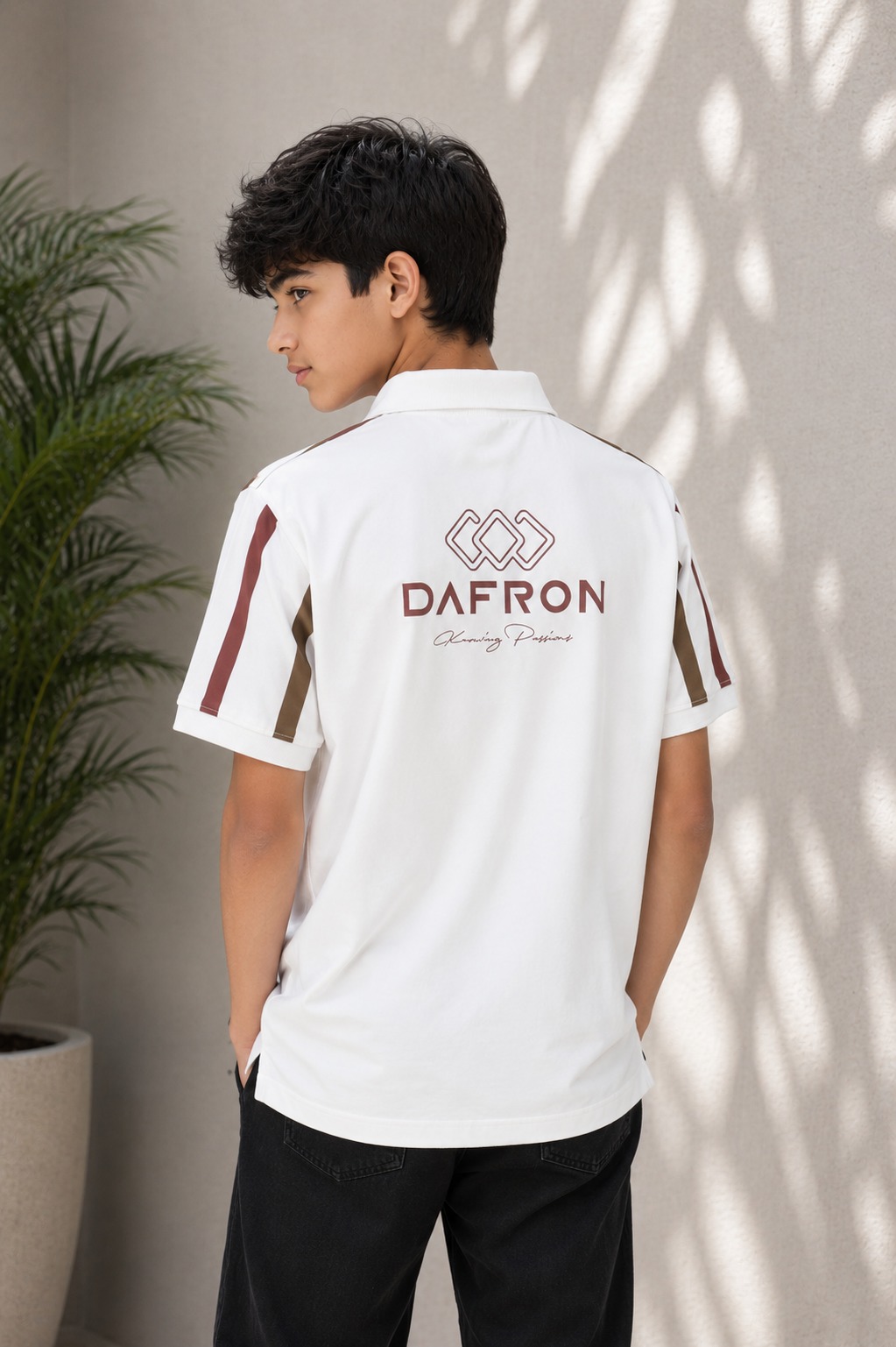 Boys White Multi-Stripe Polo Collar Cotton T-Shirt | Casual Half Sleeve Summer Tee 52538A-268-RST-LI - Image 2