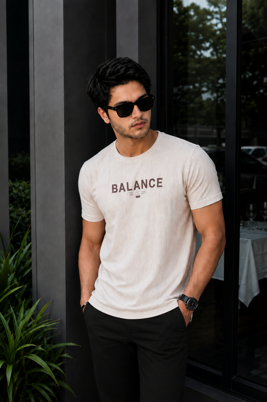 RN3089 Men's Off-White Graphic Print Crew Neck T-Shirt | Casual Half Sleeve Cotton Tee RN3089-268-OW PR