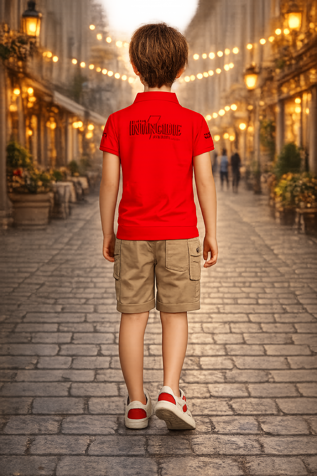 Boys Red Polo T-Shirt & Beige Cargo Shorts Co-Ord Set | Smart Casual Summer Outfit | Soft Cotton Blend 8340PR-30-RED - Image 4
