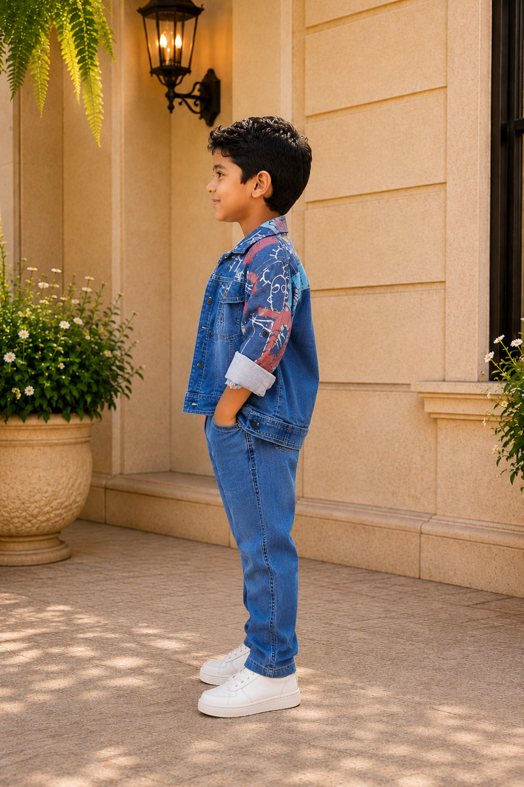 Boys Printed Blue Denim Jacket with Graphic T-Shirt & Jeans | Premium Casual 3-Piece Outfit Set for Kids 3170PT-221-BLU - Image 3