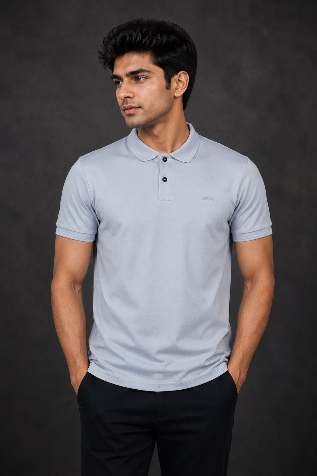 Men's Ice Blue Solid Polo T-Shirt | Premium Cotton | Regular Fit | Half Sleeve Smart Casual Polo Tee 521-47-L BLU