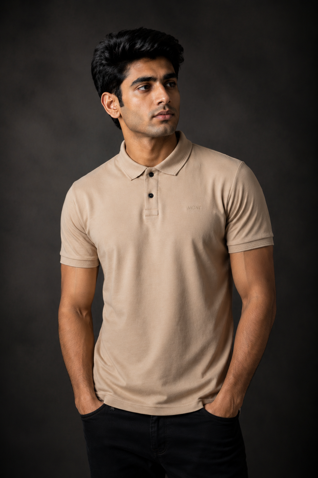 Men's Sand Beige Solid Polo T-Shirt | Premium Cotton | Regular Fit | Half Sleeve Smart Casual Polo Tee 521-47-BGE