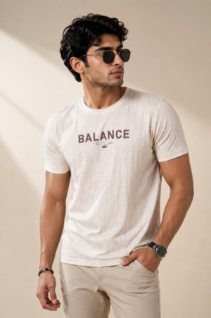 Men's Off-White Graphic Print Crew Neck T-Shirt | Casual Half Sleeve Cotton Tee RN3089-268-OW PR