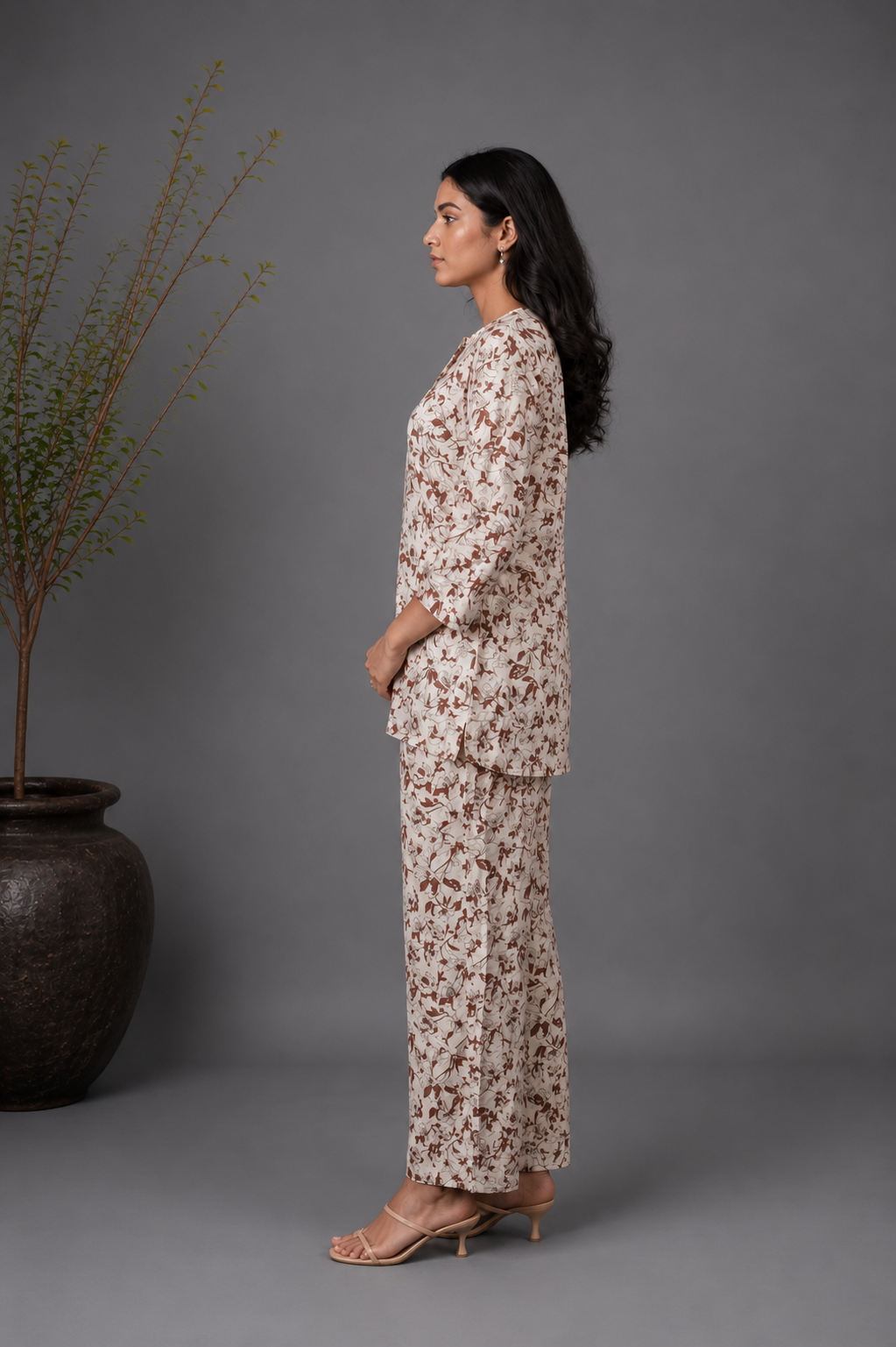 Women's White Floral Printed Co-Ord Set | Regular Fit Top & Wide-Leg Palazzo Pants | Casual, Office & Summer Wear 9702-268-RED-FL - Image 2