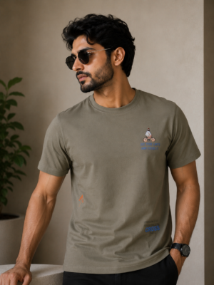 Men's Olive Green Graphic Printed T-Shirt | Premium Cotton | Regular Fit | Half Sleeve Round Neck Casual Tee 8412-428-MLT GRN
