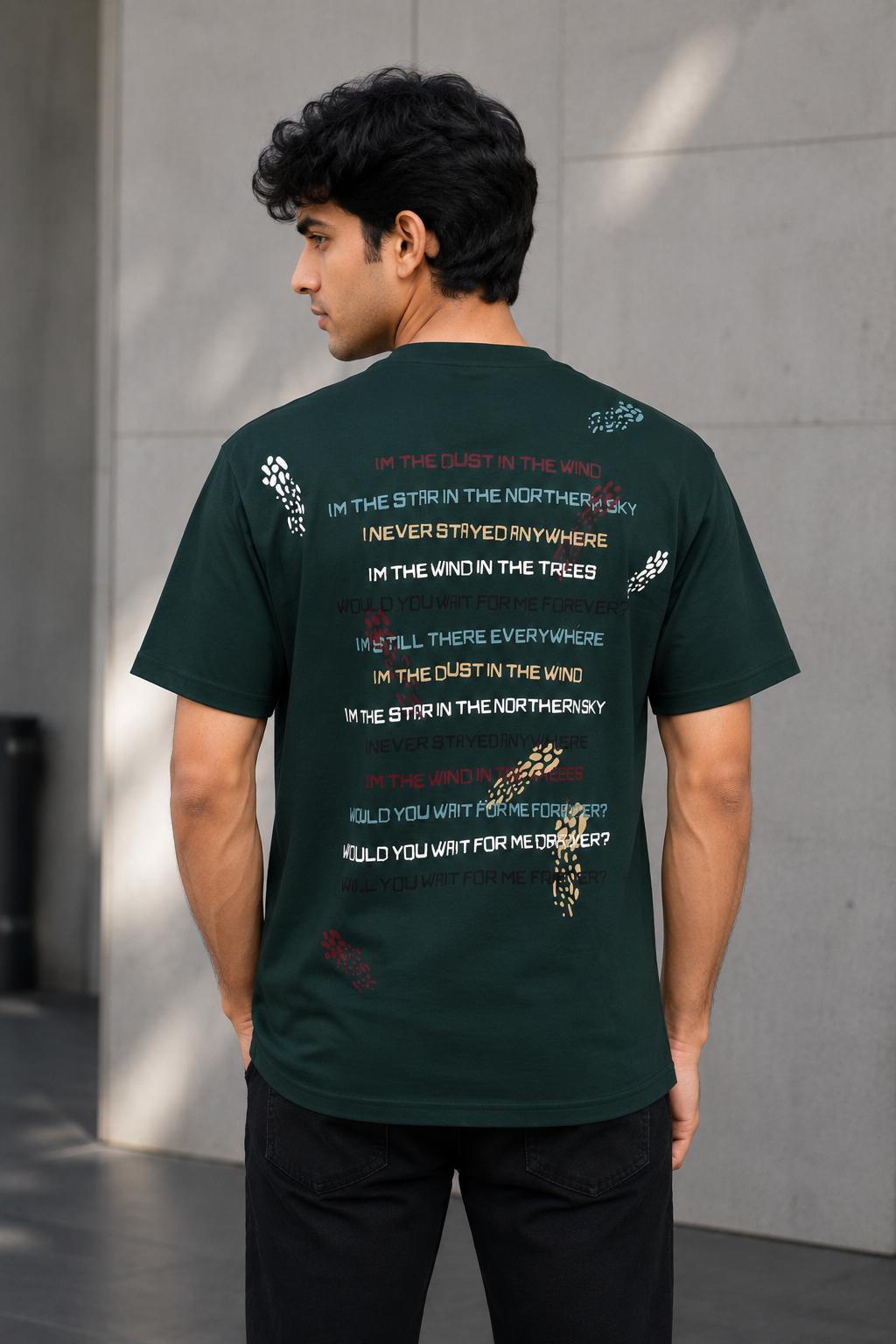 Men's Forest Green Abstract Graphic Printed T-Shirt | Premium Cotton | Regular Fit | Half Sleeve Round Neck Casual Tee 8438-428-B.GRN - Image 2