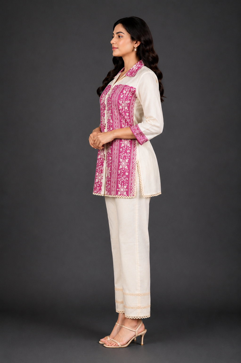 Women's Pink Printed Straight Kurta with Matching Pants Set | Elegant Ethnic Wear Co-Ord Set V4-417-PNK OWH-PR - Image 2