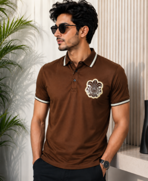 Men's Brown Solid Polo T-Shirt with Embroidered Chest Logo | Premium Cotton Blend Half Sleeve Regular Fit Casual Wear 2997PT-362-BRN