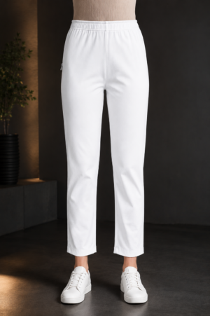 Women's White Hosiery Straight Fit Pants RUPANT-268-1