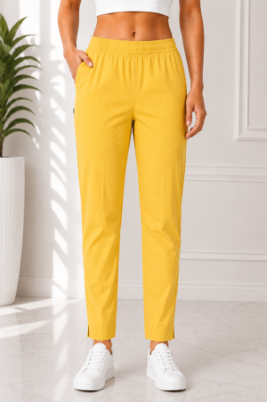 K.N Golden Yellow Lycra Stretch Pocket Pant – Women's Premium Everyday Wear k.n-268-10