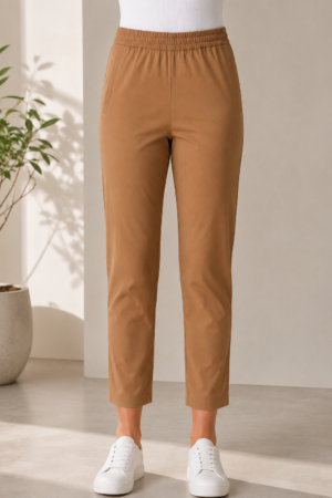 Women's Camel Brown Hosiery Straight Fit Pant RUPANT-268-117