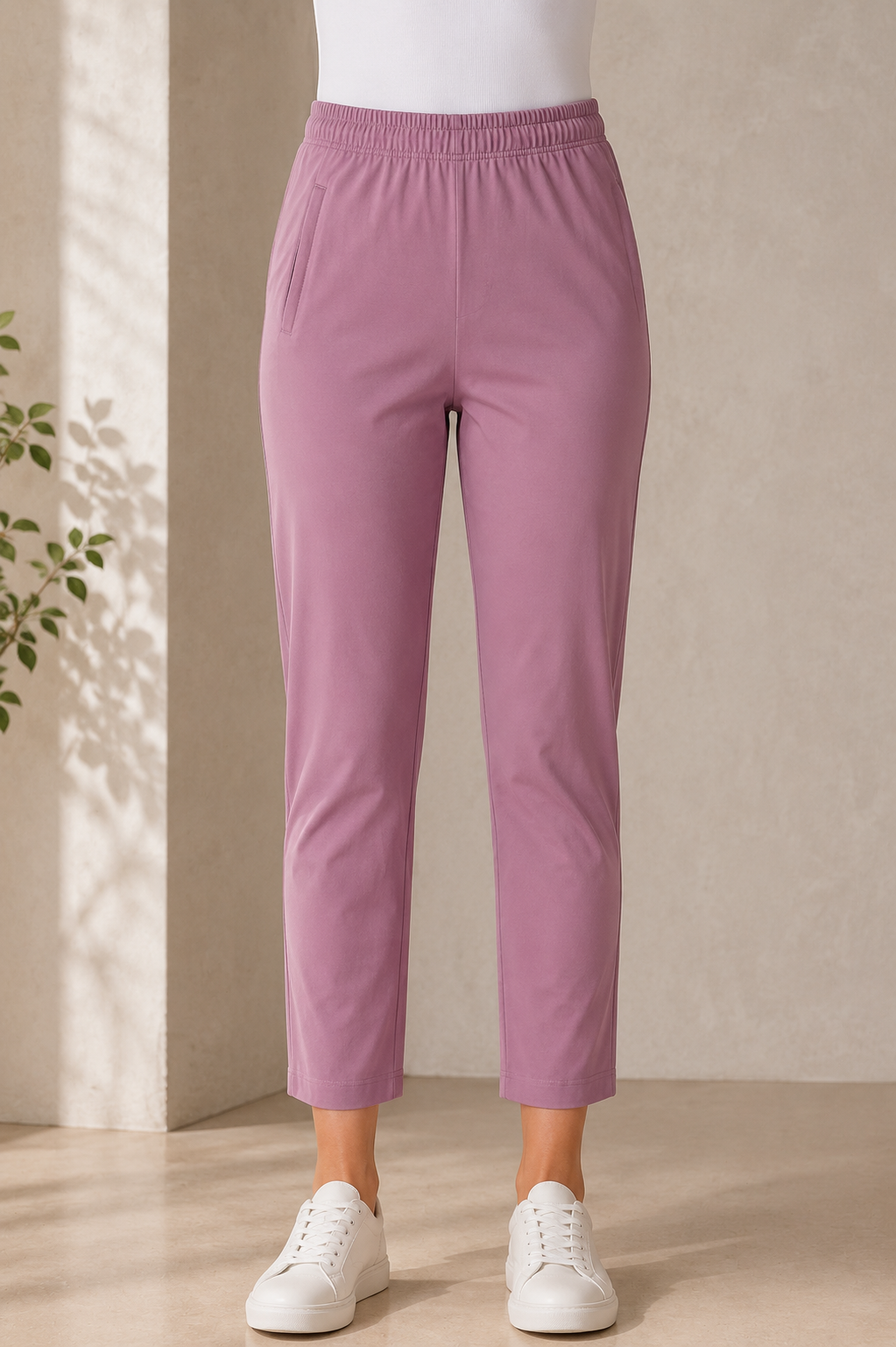 Women's Dusty Mauve Hosiery Straight Fit Pant RUPANT-268-118