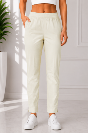 K.N D CREAM Lycra Stretch Pocket Pant – Women's Premium Everyday Wear K.N-268-12