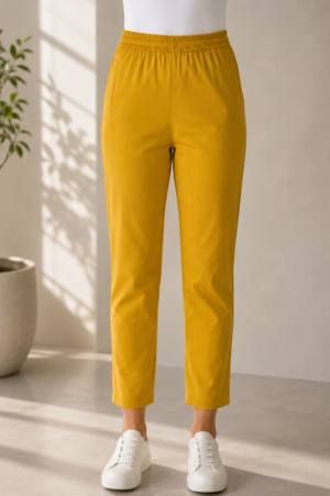 Women's Mustard Yellow Hosiery Straight Fit Pant RUPANT-268-120