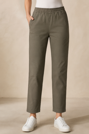 Women's Olive Grey Hosiery Straight Fit Pants RUPANT-268-128