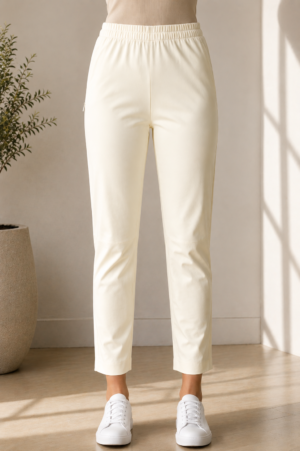 Women's Cream Straight Fit Hosiery Pants RUPANT-268-4