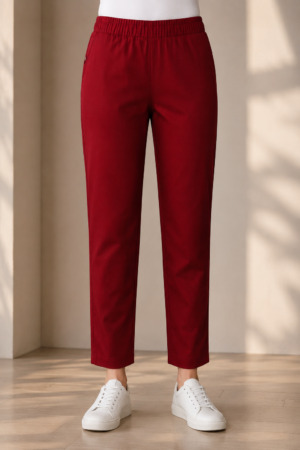 Women's Maroon Straight Fit Hosiery Pants RUPANT-268-5