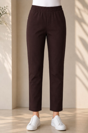 Women's Coffee Brown Straight Fit Hosiery Pants RUPANT-268-8