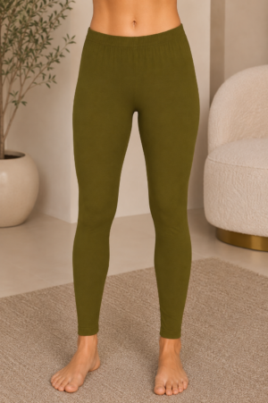 Women's Hosiery Cotton Ankle-Length Leggings – Olive Green ANKRU-268-24