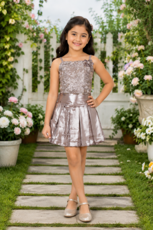 26090EM Sparkling Silver Girls Party Wear Dress  26090EM-450-CFE