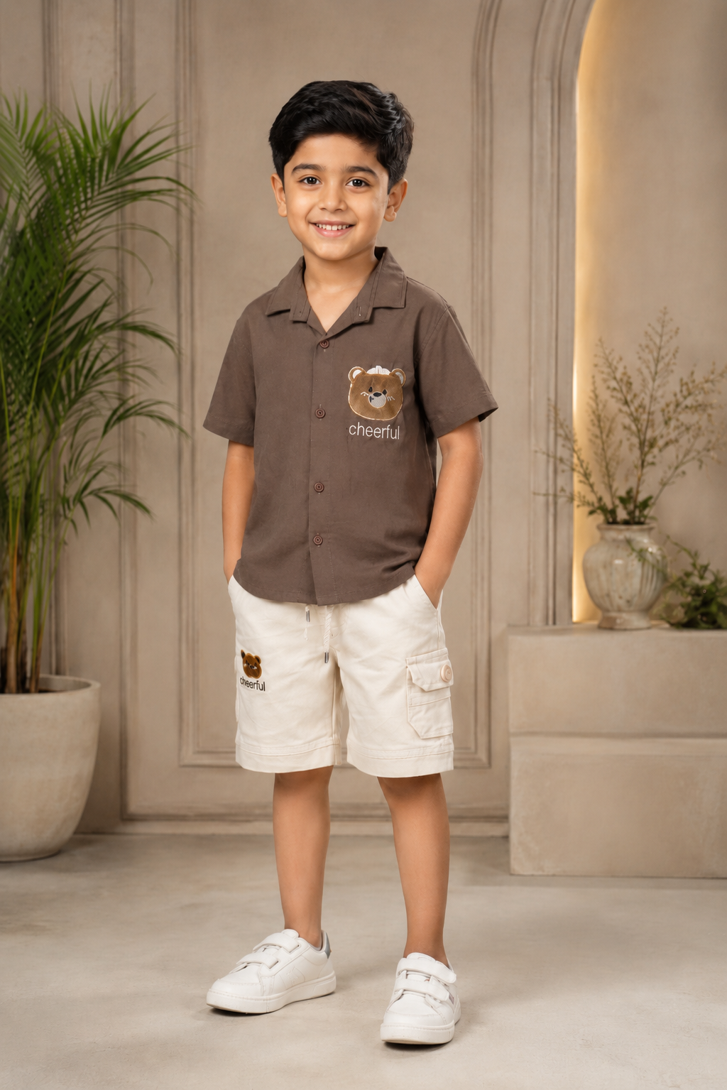 Boys’ Imported Fabric Shirt & Shorts Set 7344PT-268-CHO
