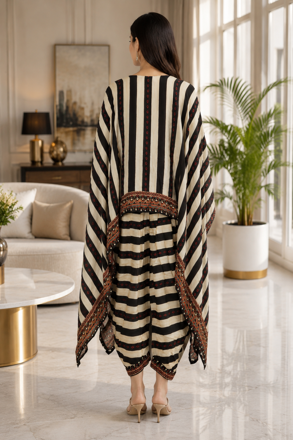 19021 Elegant Black & Ivory Mall Cotton Printed Co-Ord Set for Women 19021-23-BLK - Image 3
