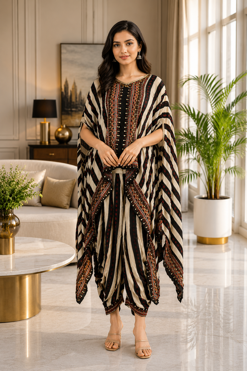 19021 Elegant Black & Ivory Mall Cotton Printed Co-Ord Set for Women 19021-23-BLK