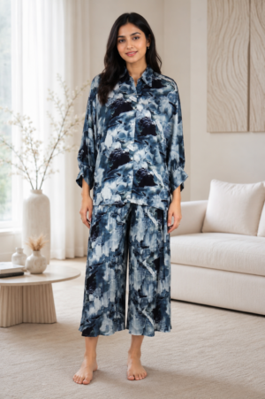 BST0016 Premium Blue Abstract Print Mall Cotton Co-Ord Set for Women BST0016-68-BLU