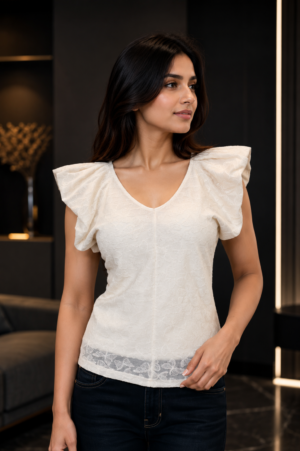 AN07 Elegant White Mall Cotton Designer Top AN07-075-WHT