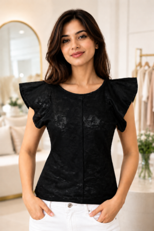 AN07 Elegant Black Mall Cotton Designer Top AN07-075-BLK