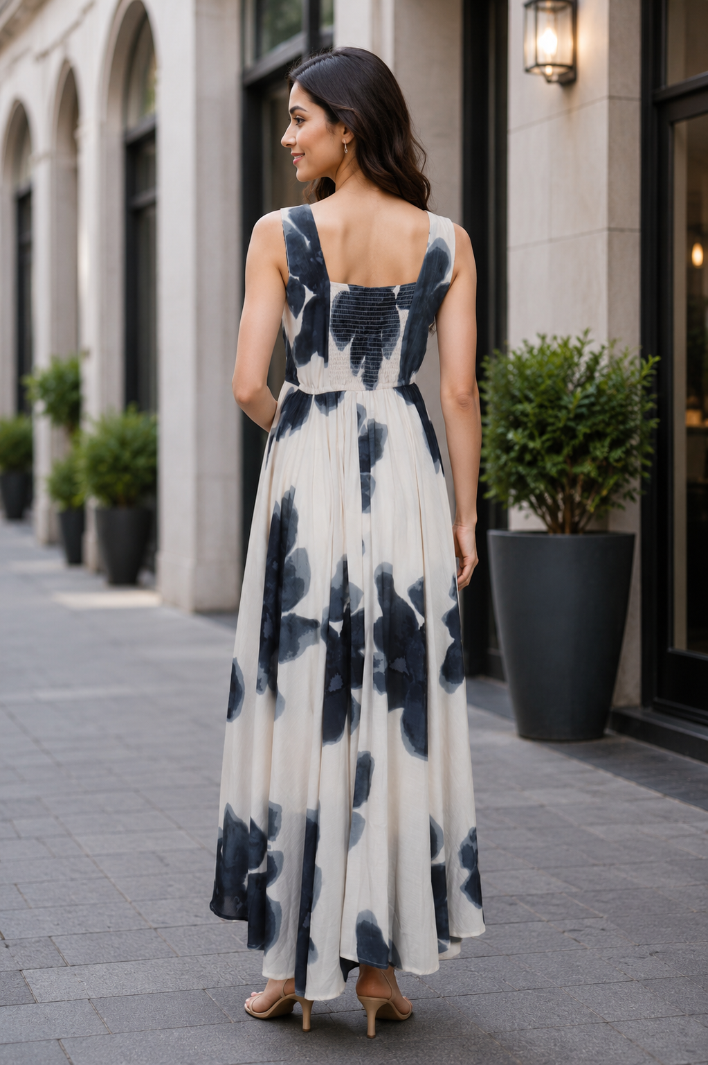 Women's Imported Floral Print Maxi Dress LD51-427-BLU - Image 3