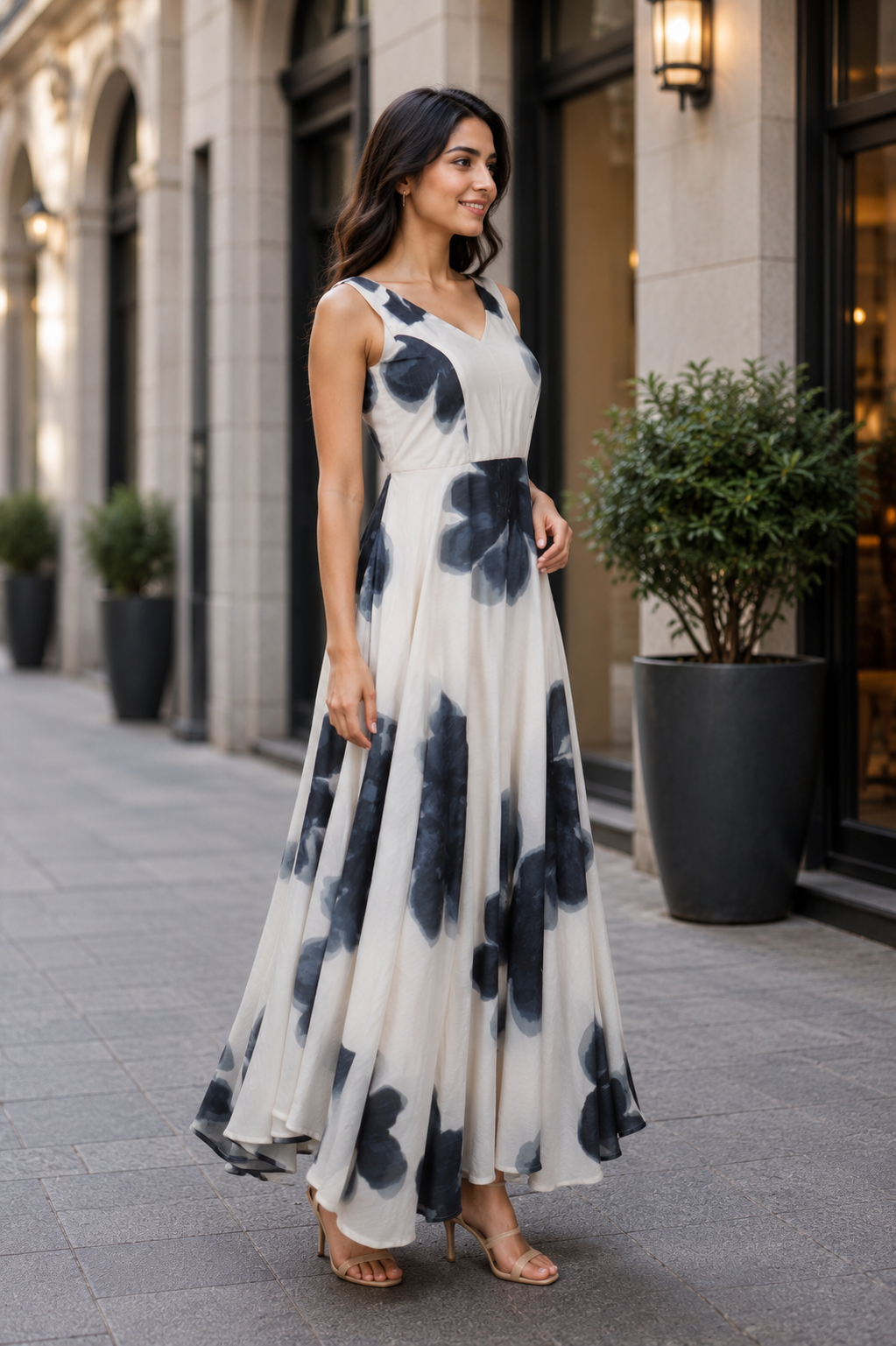 Women's Imported Floral Print Maxi Dress LD51-427-BLU - Image 2