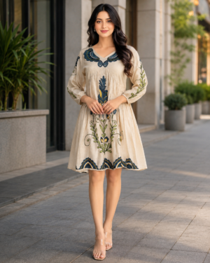 REE26 Women's Elegant Embroidered Imported Middy Dress REE26-76-PCK