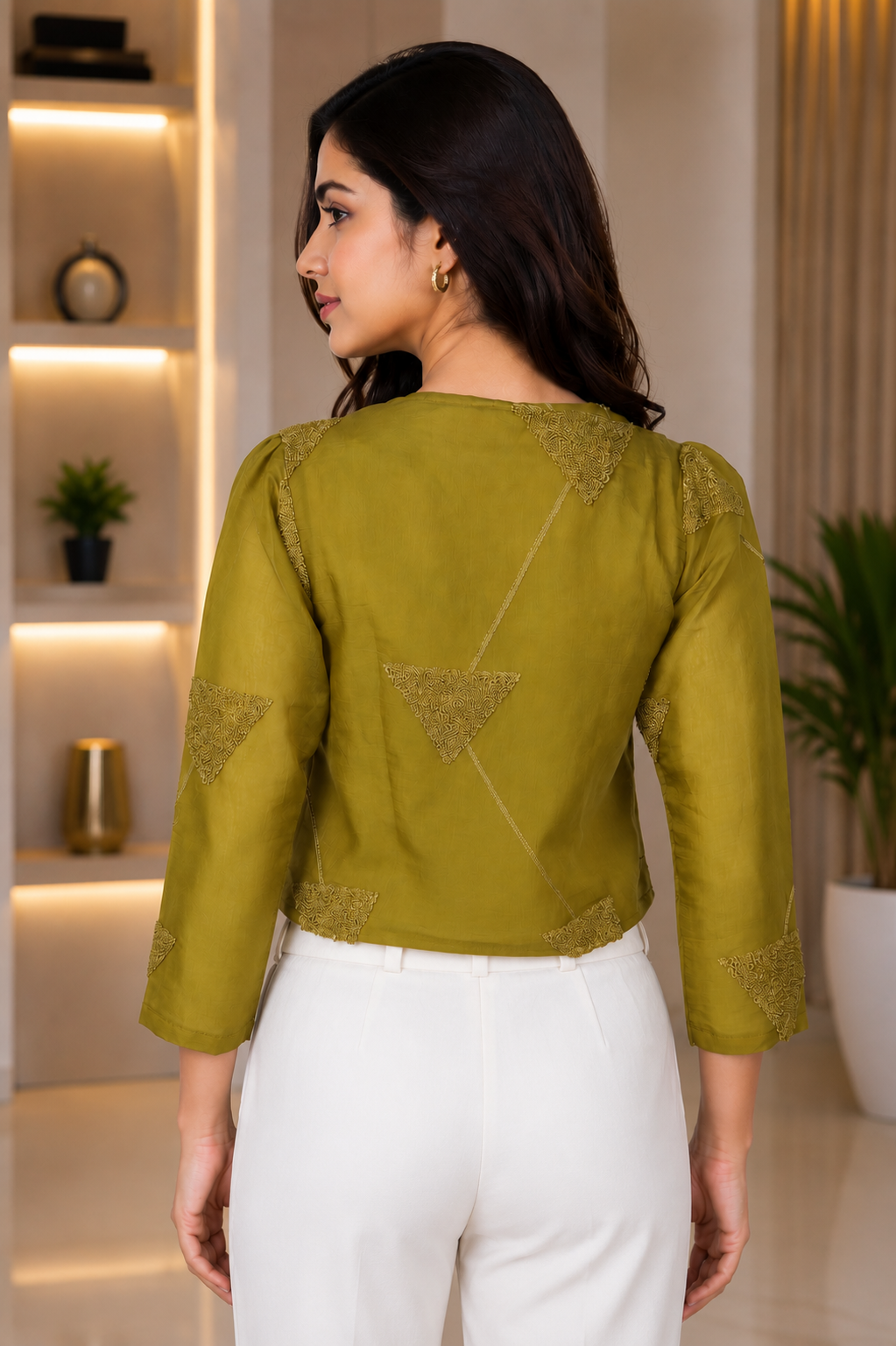 16 Women's Imported Fabric Designer Top 16-24-GRN - Image 4
