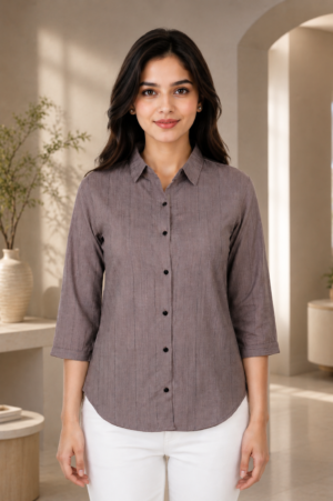 26454 Women’s Imported Textured Button-Down Shirt Top 26454-268-COF