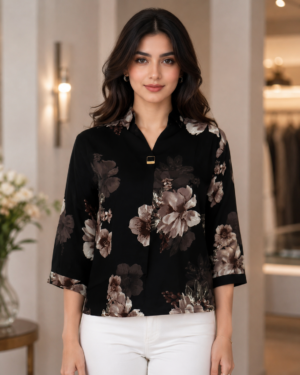 425FL Women's Imported Floral Print Designer Top 425FL-427-CHO