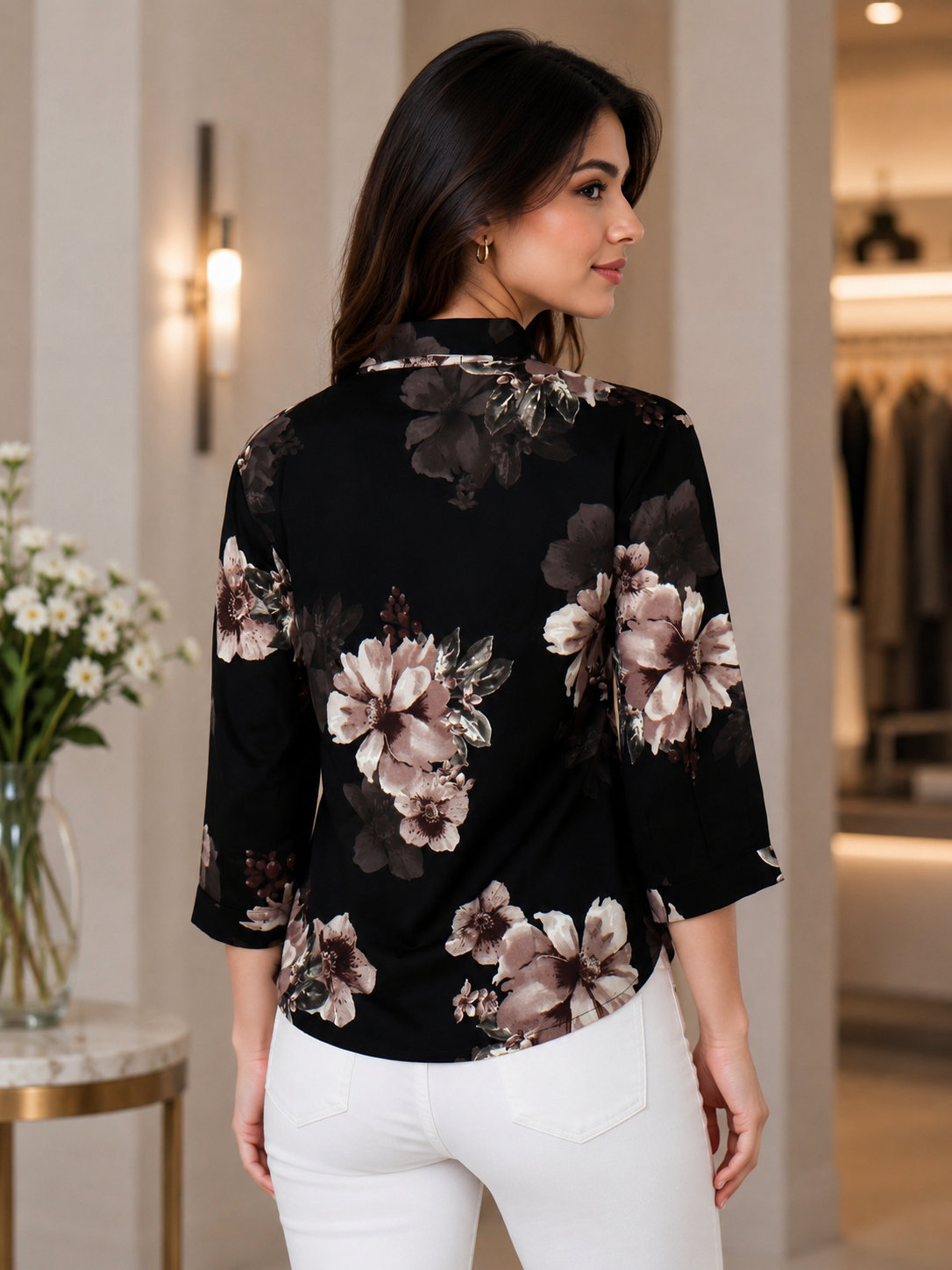 425FL Women's Imported Floral Print Designer Top 425FL-427-CHO - Image 3