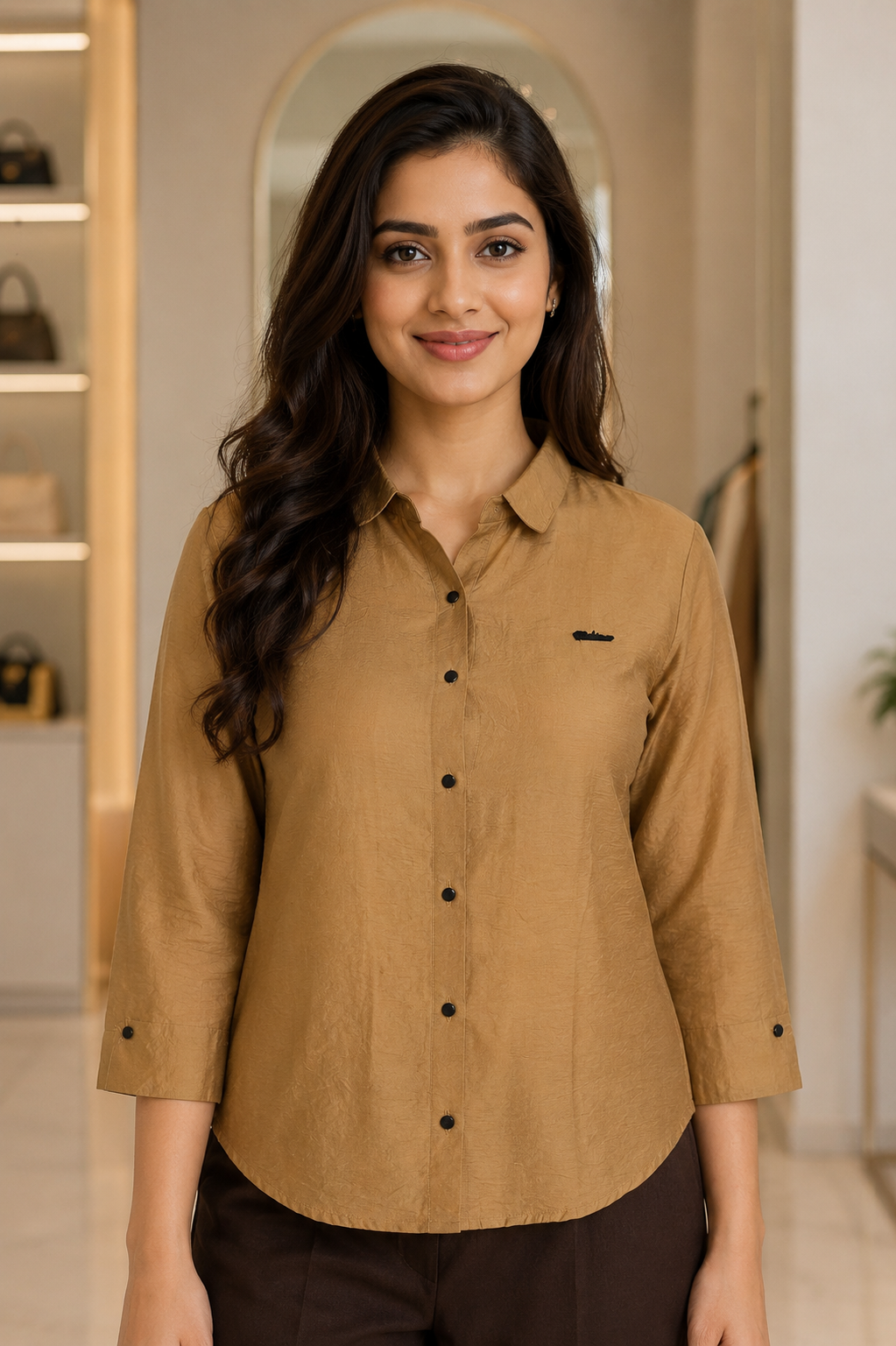 26473 Women’s Imported Textured Button-Down Shirt Top 26473-268-BIS