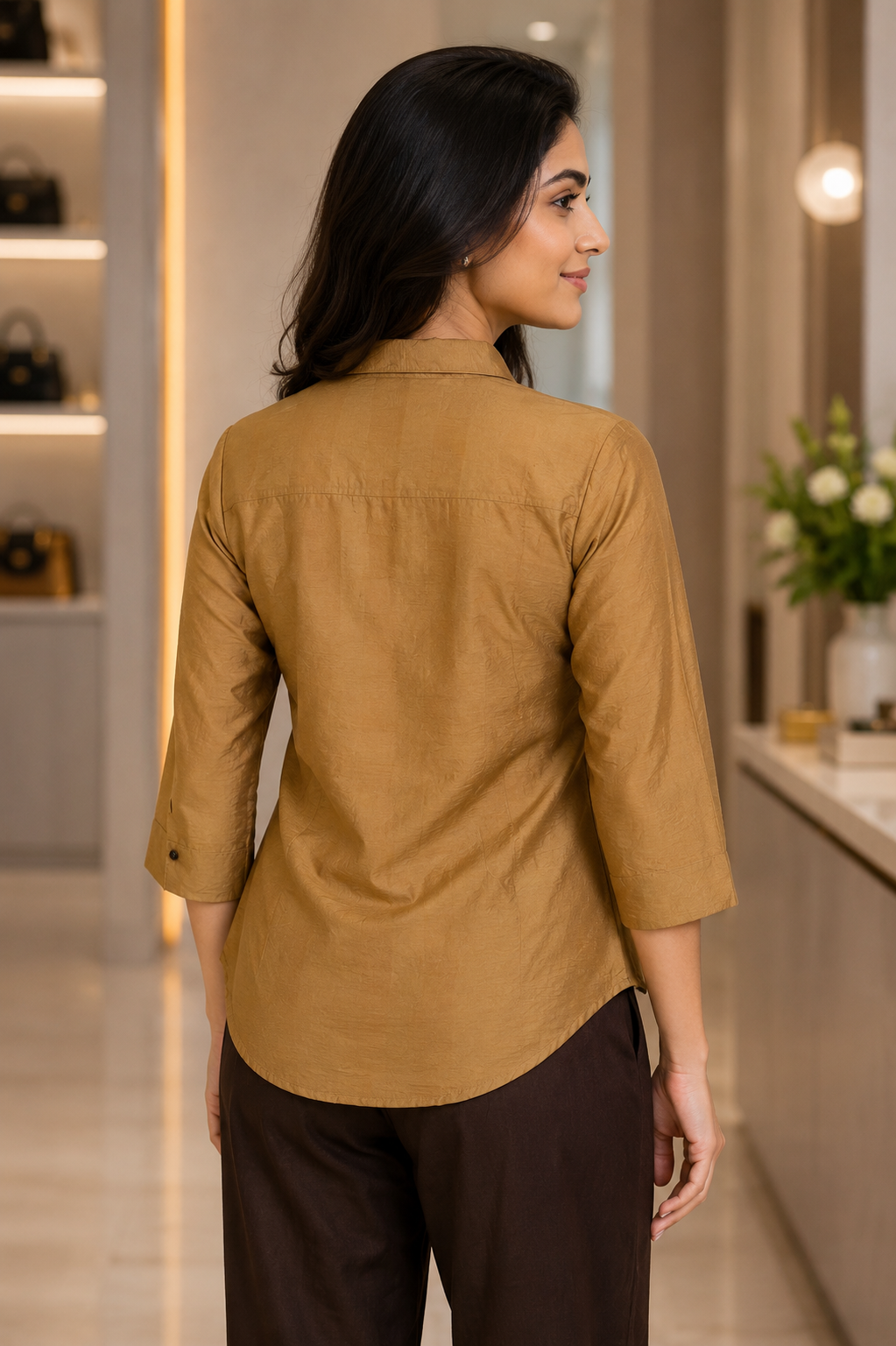26473 Women’s Imported Textured Button-Down Shirt Top 26473-268-BIS - Image 3