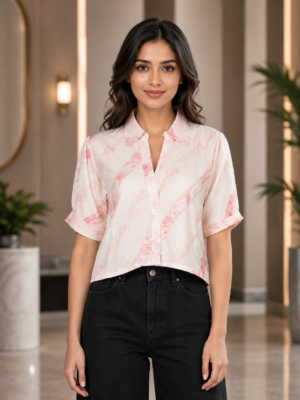 625PR Elegant Blush Marble Print Imported Shirt Top 625PR-451-PCH