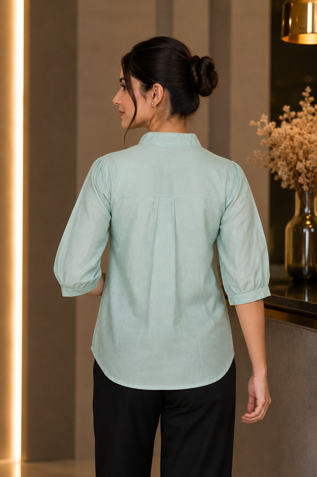 NG08 Women's Imported Floral Embroidered Shirt – Mint Green NG08-441-C GRN - Image 2