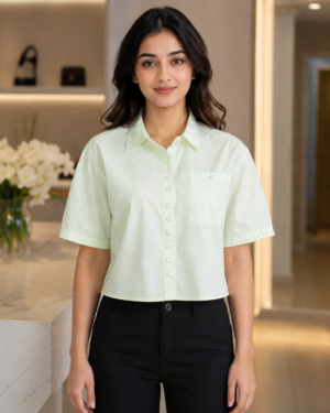 695PL Women's Imported Fabric Mint Green Casual Shirt Top 695PL-24-LGRN