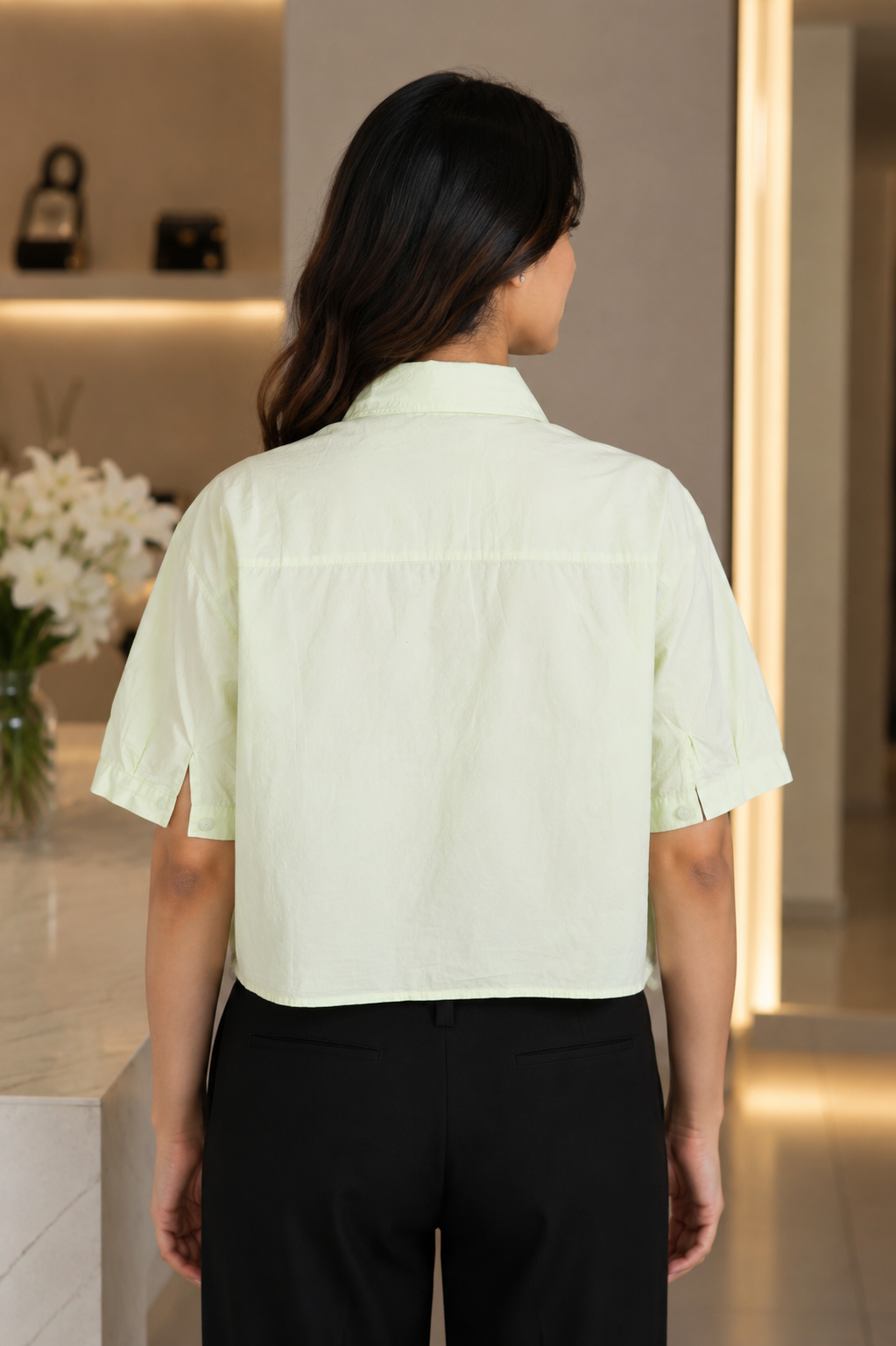 695PL Women's Imported Fabric Mint Green Casual Shirt Top 695PL-24-LGRN - Image 4