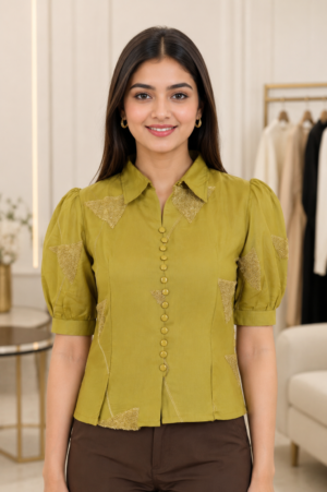 15 Women's Imported Designer Shirt – Olive Mustard 15-24-OLV
