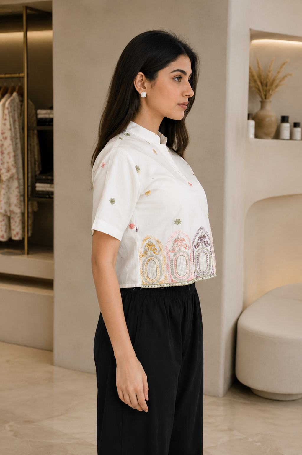 R6 Women's Imported Printed Shirt – Classic White R6-76-WHT - Image 2