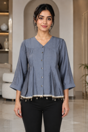 1118 Elegant Imported Fabric Women's Designer Top 1118-268-LGRY