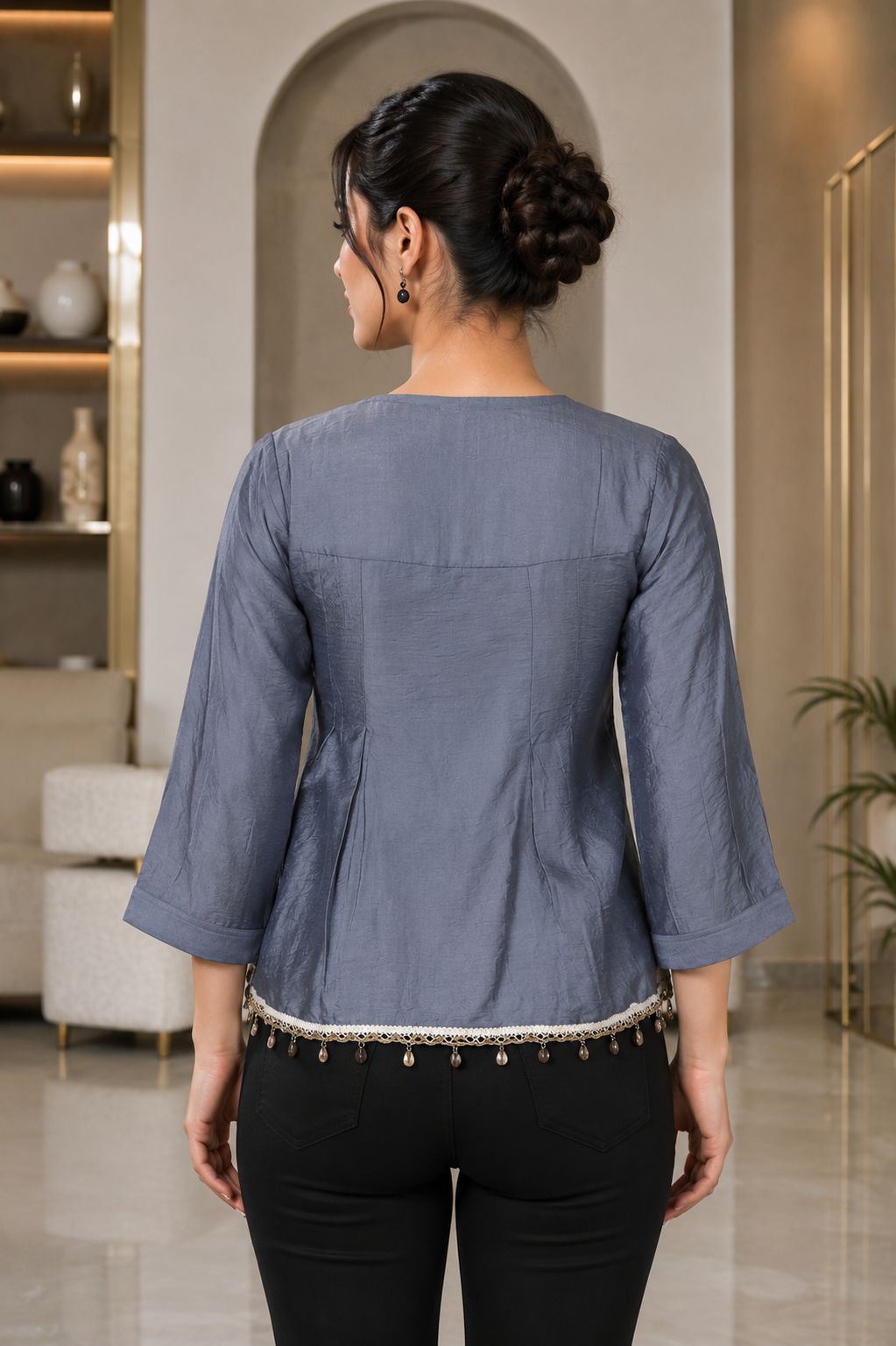 1118 Elegant Imported Fabric Women's Designer Top 1118-268-LGRY - Image 4